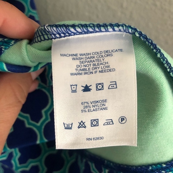 Lands' End Royal Teal Blue Quatrefoil Ponte Stretch Sheath Dress NEW size 6 - Picture 9 of 14